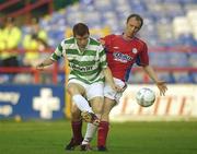30 May 2003; Glen Fitzpatrick, Shamrock Rovers, in action against Tony McCarthy, Shelbourne. eircom league, Premier Division, Shelbourne v Shamrock Rovers, Tolka Park, Dublin. Soccer. Picture credit; David Maher / SPORTSFILE *EDI*