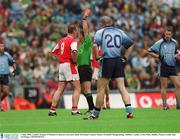 1 June 2003; Louth's Seamus O'Hanlon is shown a red card. Bank of Ireland Leinster Senior Football Championship, Dublin v Louth, Croke Park, Dublin. Picture credit; Ray McManus / SPORTSFILE