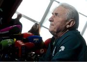 25 March 2013; Republic of Ireland manager Giovanni Trapattoni speaking to the media during a press conference ahead of their side's 2014 FIFA World Cup, Group C, qualifier match against Austria on Tuesday. Republic of Ireland Squad Press Conference, Grand Hotel, Malahide, Co. Dublin. Picture credit: David Maher / SPORTSFILE