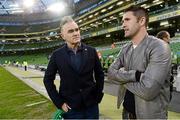 26 March 2013; Republic of Ireland's Robbie Keane meets Morrissey, former frontman of The Smiths, ahead of the game. Aviva Stadium, Lansdowne Road, Dublin. Picture credit: David Maher / SPORTSFILE