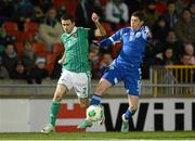 26 March 2013; Maor Melikson, Israel, in action against Daniel Lafferty,  Northern Ireland. 2014 FIFA World Cup Qualifier, Group F, Northern Ireland v Israel, Windsor Park, Belfast, Co. Antrim. Picture credit: Oliver McVeigh / SPORTSFILE