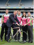 27 March 2013; A host of top GAA and Ladies Gaelic Football stars, along with 2012 World Track Cycling bronze medallist Caroline Ryan, joined forces in Croke Park today to officially launch the Race The Rás charity cycle. This is the third year of the race with almost 150 amateur cyclists and a host of current and former GAA stars lining up to bike across Ireland from May 19th to May 26th. All money raised will go to the National Breast Cancer Research Institute. For more information visit www.racetheras.com. In attendance are, from left, former Dublin footballer Barry Cahill, Professor Michael Kerin, Medical Director, National Breast Cancer Research Institute, Race the Rás founder Eamonn O Muircheartaigh, 2012 World Track Cycling bronze medallist Caroline Ryan and former Meath footballer Bernard Flynn. 2013 Race the Rás Charity Cycle Launch, Croke Park, Dublin. Picture credit: Brendan Moran / SPORTSFILE