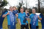 28 March 2013; Bank of Ireland is supporting its official charity Make a Wish at Saturday’s Leinster v Ulster match, where wristbands will be on sale. At the announcement are Leinster's, from left, Sean O'Brien, Brian O’Driscoll and Richardt Strauss with twins Masie and Alfie Conroy, age 2 and a half, from Lucan. Make a Wish Wristband day takes place nationally on Friday 12th April. Leinster Rugby, UCD, Belfield, Dublin. Picture credit: Stephen McCarthy / SPORTSFILE