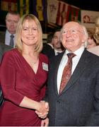23 March 2013; The President of Ireland Michael D. Higgins with Cork PRO Tracey Kennedy at the GAA Annual Congress 2013. The Venue, Limavady Road, Derry. Picture credit: Ray McManus / SPORTSFILE