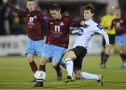 28 March 2013; Brian Gannon, Drogheda United, in action against John Dillon, Dundalk. Airtricity League Premier Division, Dundalk v Drogheda United, Oriel Park, Dundalk, Co. Louth. Photo by Sportsfile