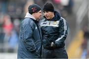 24 March 2013; Clare manager Davy Fitzgerald, left, with selector Louis Mulqueen during the game. Allianz Hurling League, Division 1A, Clare v Kilkenny, Cusack Park, Ennis, Co. Clare. Picture credit: Diarmuid Greene / SPORTSFILE