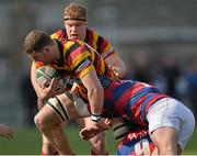 30 March 2013; Charlie Butterworth, Lansdowne, is tackled by Adrian Darcy, Clontarf. Ulster Bank League, Division 1A, Lansdowne v Clontarf, Aviva Stadium, Lansdowne Road, Dublin. Picture credit: Matt Browne / SPORTSFILE
