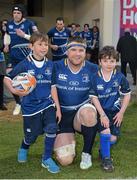 30 March 2013; Mascots Thomas Breen, left, from the Philippines, and Jamie Cox, from Rathmines, Dublin, with Leinster captain Jamie Heaslip. Celtic League 2012/13, Round 19, Leinster v Ulster, RDS, Ballsbridge, Dublin. Picture credit: Brendan Moran / SPORTSFILE