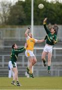 31 March 2013; Sean McVeigh, Antrim, in action against Peter Byrne, left, and Brian Meade, Meath. Allianz Football League, Division 3, Antrim v Meath, Casement Park, Belfast, Co. Antrim. Photo by Sportsfile