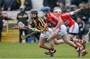 31 March 2013; Jackie Tyrrell, Kilkenny, in action against Patrick Horgan and Luke Farrell, right, Cork. Allianz Hurling League, Division 1A, Kilkenny v Cork, Nowlan Park, Kilkenny. Picture credit: Brian Lawless / SPORTSFILE