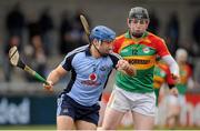 31 March 2013; Stephen Hiney, Dublin, in action against, John Michael Nolan, Carlow. Allianz Hurling League, Division 1B, Dublin v Carlow, Parnell Park, Dublin. Picture credit: Tomas Greally / SPORTSFILE