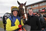 31 March 2013; Realt Mor, with jockey Davy Condon, left, and trainer Gordon Elliott after winning the Powers Gold Cup. Fairyhouse Racecourse, Co. Meath. Picture credit: Barry Cregg / SPORTSFILE
