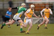 31 March 2013; Neil McManus, Antrim, in action against Kevin Brady, Offaly. Allianz Hurling League, Division 1B, Antrim v Offaly, Casement Park, Belfast, Co. Antrim. Photo by Sportsfile