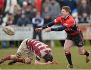 31 March 2013; Richie Hughes, Tullamore in action against Tullow. Provincial Towns Cup, Semi-Final, Tullow v Tullamore, Athy RFC, Athy, Co. Kildare. Picture credit: Matt Browne / SPORTSFILE