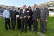 2 April 2013; The GAA is pleased to confirm its five official charities for 2013/14 as 'Fighting Blindness', 'Edmund Rice Beyond 250 Appeal', 'Our Lady's Children Hospital Crumlin - Orthopaedic Unit', 'Laois Hospice', and 'Liam's Lodge'. The Association at central level will make a monetary contribution to each of the five charities in addition to helping to raise the profile of the excellent work they are involved in. At the announcement are Uachtarán Chumann Lúthchleas Gael Liam Ó Néill, centre, and Ard Stiúrthóir of the GAA Páraic Duffy, second from left, with charity representatives, from left, Peter Ryan, Fighting Blindness, Geraldine Regan, Director of Nursing, Our Lady's Children Hospital Crumlin, Jenni Barrett, Chief Executive, Edmund Rice Development, Michael Carey, Liam's Lodge, and Seamus O'Donoghue, Chairman, Laois Hospice. Croke Park, Dublin. Picture credit: Brian Lawless / SPORTSFILE