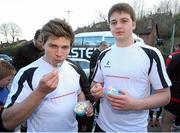 2 April 2013; Ulster's Michael Allen, left, and Iain Henderson have some 'Ulster Rugby' flavoured ice cream by Lilley's Centra, Enniskillen, after squad training ahead of their Heineken Cup quarter-final against Saracens on Saturday. Ulster Rugby Squad Training, Enniskillen, Co. Fermanagh. Picture credit: John Dickson / SPORTSFILE