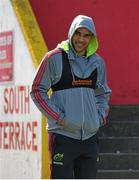 3 April 2013; Munster's Simon Zebo makes his way out for squad training ahead of their Heineken Cup quarter-final against Harlequins on Sunday. Munster Rugby Squad Training, Musgrave Park, Cork. Picture credit: Diarmuid Greene / SPORTSFILE