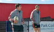 3 April 2013; Munster's Ian Keatley, left, and James Downey make their way out for squad training ahead of their Heineken Cup quarter-final against Harlequins on Sunday. Munster Rugby Squad Training, Musgrave Park, Cork. Picture credit: Diarmuid Greene / SPORTSFILE