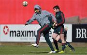 3 April 2013; Munster's Simon Zebo, left, and Ronan O'Mahony during squad training ahead of their Heineken Cup quarter-final against Harlequins on Sunday. Munster Rugby Squad Training, Musgrave Park, Cork. Picture credit: Diarmuid Greene / SPORTSFILE