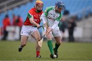 24 March 2013; Christopher McAlinden, London, in action against Darren McTigue, Mayo. Allianz Hurling League, Division 2B, Mayo v London. Elverys MacHale Park, Castlebar, Co. Mayo. Picture credit: Stephen McCarthy / SPORTSFILE