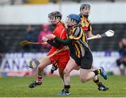31 March 2013; Sile Burns, Cork, in action against Mairead Power, Kilkenny. Irish Daily Star National Camogie League, Division 1, Group 1, Kilkenny v Cork, Nowlan Park, Kilkenny. Picture credit: Brian Lawless / SPORTSFILE