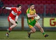 3 April 2013; Patrick McBrearty, Donegal, in action against Gareth McKinless, Derry. Cadbury Ulster GAA Football Under 21 Championship, Semi-Final, Donegal v Derry, Healy Park, Omagh, Co. Tyrone. Picture credit: Oliver McVeigh / SPORTSFILE