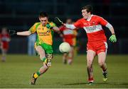 3 April 2013; Martin O'Reilly, Donegal, in action against Gareth McKinless, Derry. Cadbury Ulster GAA Football Under 21 Championship, Semi-Final, Donegal v Derry, Healy Park, Omagh, Co. Tyrone. Picture credit: Oliver McVeigh / SPORTSFILE