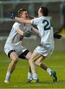 3 April 2013; Padraig Fogarty and Hugh Mahon, right, Kildare, celebrate after the final whistle. Cadbury Leinster GAA Football Under 21 Championship Final, Longford v Kildare, O'Moore Park, Portlaoise, Co. Laois. Picture credit: Matt Browne / SPORTSFILE
