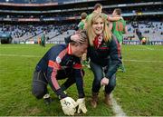 17 March 2013; St Brigid's goalkeeper Shane Curran is congratulated at the final whistle. AIB GAA Football All-Ireland Senior Club Championship Final, Ballymun Kickhams, Dublin, v St Brigid's, Roscommon. Croke Park, Dublin. Picture credit: Stephen McCarthy / SPORTSFILE