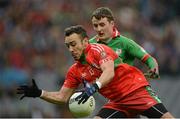 17 March 2013; Ted Furman, Ballymun Kickhams, in action against Gearóid Cunniffe, St Brigid's. AIB GAA Football All-Ireland Senior Club Championship Final, Ballymun Kickhams, Dublin, v St Brigid's, Roscommon. Croke Park, Dublin. Picture credit: Stephen McCarthy / SPORTSFILE