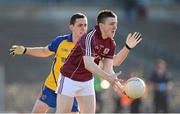 6 April 2013; Damien Comer, Galway, in action against Ciaran Cafferkey, Roscommon. Cadbury Connacht GAA Football Under 21 Championship Final, Roscommon v Galway, Dr. Hyde Park, Roscommon. Picture credit: Stephen McCarthy / SPORTSFILE