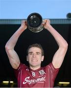 6 April 2013; Galway captain Fiontán Ó Curraoin lifts the cup following his side's victory. Cadbury Connacht GAA Football Under 21 Championship Final, Roscommon v Galway, Dr. Hyde Park, Roscommon. Picture credit: Stephen McCarthy / SPORTSFILE