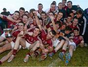 6 April 2013; Galway players celebrate with the cup following their victory. Cadbury Connacht GAA Football Under 21 Championship Final, Roscommon v Galway, Dr. Hyde Park, Roscommon. Picture credit: Stephen McCarthy / SPORTSFILE