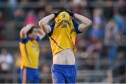 6 April 2013; A dejected Thomas Corcoran, Roscommon, following his side's defeat. Cadbury Connacht GAA Football Under 21 Championship Final, Roscommon v Galway, Dr. Hyde Park, Roscommon. Picture credit: Stephen McCarthy / SPORTSFILE