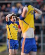 6 April 2013; A dejected David Murray, left, and Thomas Corcoran, Roscommon, following their side's defeat. Cadbury Connacht GAA Football Under 21 Championship Final, Roscommon v Galway, Dr. Hyde Park, Roscommon. Picture credit: Stephen McCarthy / SPORTSFILE