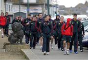 7 April 2013; The Munster A team make their way from the team hotel along the seafront to the ground. British & Irish Cup Quarter-Final, Cornish Pirates v Munster A, The Mennaye Field, Cornwall, England. Picture credit: Dan Mullan / SPORTSFILE
