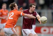 7 April 2013; Johnny Duane, Galway, in action against Kevin Dyas, Armagh. Allianz Football League, Division 2, Armagh v Galway, Athletic Grounds, Armagh. Photo by Sportsfile