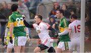 7 April 2013; Mark Donnelly, Tyrone, celebrates after scoring a late goal. Allianz Football League, Division 1, Tyrone v Kerry, Healy Park, Omagh, Co. Tyrone. Picture credit: Stephen McCarthy / SPORTSFILE