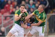 7 April 2013; Anthony Maher, left, and Kieran Donaghy, Kerry, in action against Sean Cavanagh, Tyrone. Allianz Football League, Division 1, Tyrone v Kerry, Healy Park, Omagh, Co. Tyrone. Picture credit: Stephen McCarthy / SPORTSFILE