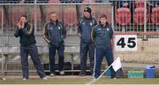 7 April 2013; Kerry manager Eamonn Fitzmaurice, right, with selectors, from left, Cian O'Neill, Mikey Sheehy and Diarmuid Murphy. Allianz Football League, Division 1, Tyrone v Kerry, Healy Park, Omagh, Co. Tyrone. Picture credit: Stephen McCarthy / SPORTSFILE