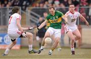 7 April 2013; Darran O'Sullivan, Kerry, in action against Aidan McCrory, right, and Ronan McNamee, Tyrone. Allianz Football League, Division 1, Tyrone v Kerry, Healy Park, Omagh, Co. Tyrone. Picture credit: Stephen McCarthy / SPORTSFILE