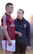6 April 2013; Galway manager Alan Flynn speaking with Shane Maughan. Cadbury Connacht GAA Football Under 21 Championship Final, Roscommon v Galway, Dr. Hyde Park, Roscommon. Picture credit: Stephen McCarthy / SPORTSFILE