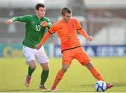 6 February 2013; Jesper Drost, Netherlands, in action against Anthony Forde, Republic of Ireland. U21 International Friendly, Republic of Ireland v Netherlands, Tallaght Stadium, Tallaght, Dublin. Picture credit: Stephen McCarthy / SPORTSFILE