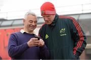 9 April 2013; Munster's Paul O'Connell with Dave Mahedy, University of Limerick Director of Sport and Recreation, before squad training ahead of their Celtic League game against Leinster on Saturday. Munster Rugby Squad Training, University of Limerick, Limerick. Picture credit: Diarmuid Greene / SPORTSFILE