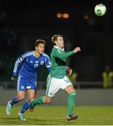 26 March 2013; Niall McGinn, Northern Ireland, in action against Rami Gershon, Israel. 2014 FIFA World Cup Qualifier, Group F, Northern Ireland v Israel, Windsor Park, Belfast, Co. Antrim. Picture credit: Oliver McVeigh / SPORTSFILE