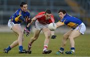 10 April 2013; John O'Rourke, Cork, in action against Dylan Fitzell, left, and Niall O'Meara, Tipperary. Cadbury Munster GAA Football Under 21 Championship Final, Tipperary v Cork, Semple Stadium, Thurles, Co. Tipperary. Picture credit: Diarmuid Greene / SPORTSFILE