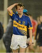 10 April 2013; Jason Lonergan, Tipperary, shows his disappointment after defeat to Cork. Cadbury Munster GAA Football Under 21 Championship Final, Tipperary v Cork, Semple Stadium, Thurles, Co. Tipperary. Picture credit: Diarmuid Greene / SPORTSFILE