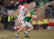 7 April 2013; Darran O'Sullivan, Kerry, is tackled by Aidan McCrory, Tyrone. Allianz Football League, Division 1, Tyrone v Kerry, Healy Park, Omagh, Co. Tyrone. Picture credit: Stephen McCarthy / SPORTSFILE