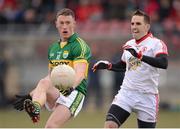 7 April 2013; Jonathan Lyne, Kerry, in action against Mark Donnelly, Tyrone. Allianz Football League, Division 1, Tyrone v Kerry, Healy Park, Omagh, Co. Tyrone. Picture credit: Stephen McCarthy / SPORTSFILE