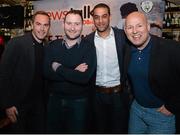 11 April 2013; Former Republic of Ireland internationals Jason McAteer, left, and Phil Babb, second from right, with Graham Hunter, European football correspondent, right, and Newstalk 106-108 FM’s Off the Ball presenter Ger Gilroy in advance of the exclusive live broadcast of Ireland’s most popular sports radio show ‘Off the Ball’ in the Mercantile Hotel, Dame Street, Dublin. Picture credit: Matt Browne / SPORTSFILE